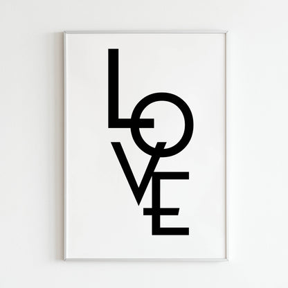 Love close-up of printable wall art poster. Focus on the elegant script and texture of the lettering.