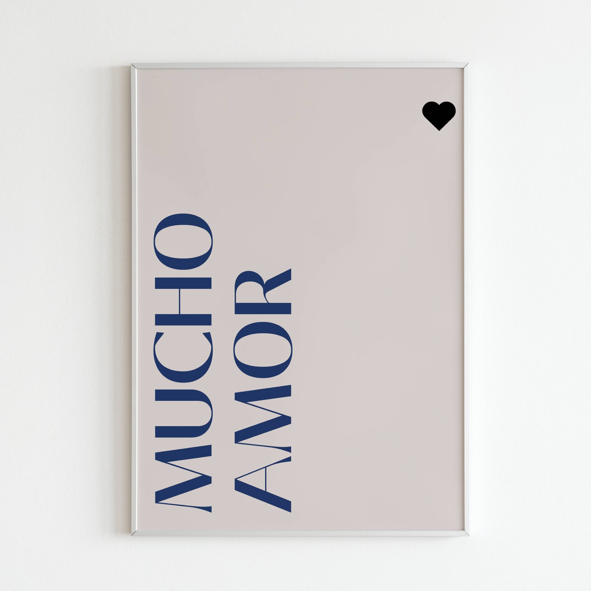 Mucho Amor close-up of printable wall art poster. Focus on the vibrant colors and brushstrokes of the lettering.