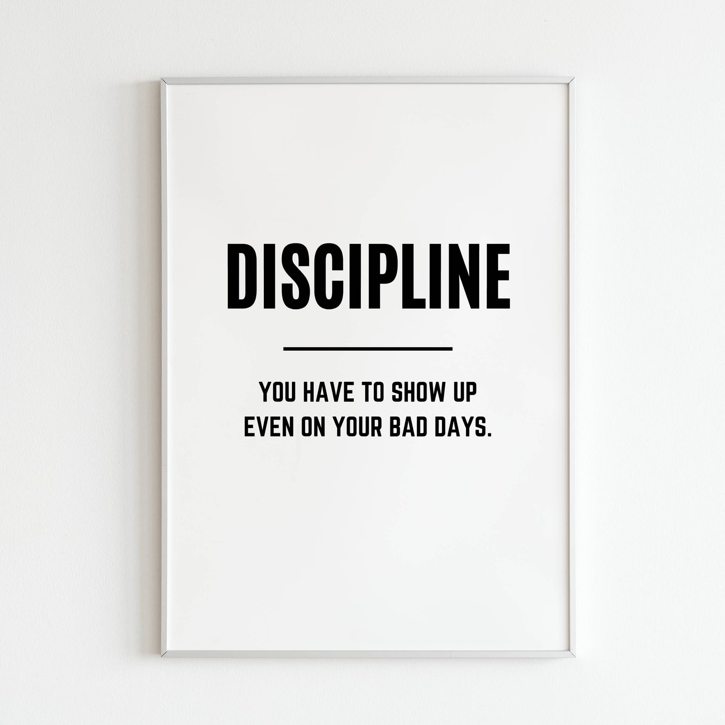 Printable discipline poster - Minimalist typography art with a message of self-control.