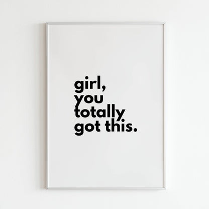 Printable girl power poster - Uplifting typography art with a message of female empowerment.
