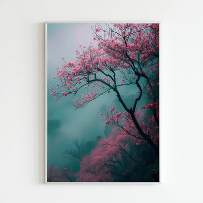 Blossom by the hill - Printed Wall Art / Poster. This beautiful floral poster brings a touch of springtime charm to your space. Arrives ready to hang.