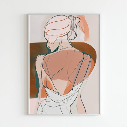 Female Line Art Back - Printed Wall Art / Poster. This elegant line art poster adds a touch of sophistication to your space. Arrives ready to hang.
