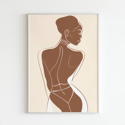 Woman Back Line Art - Printed Wall Art / Poster. This beautiful line art poster depicts a woman's back in a simple yet elegant style. Arrives ready to hang.