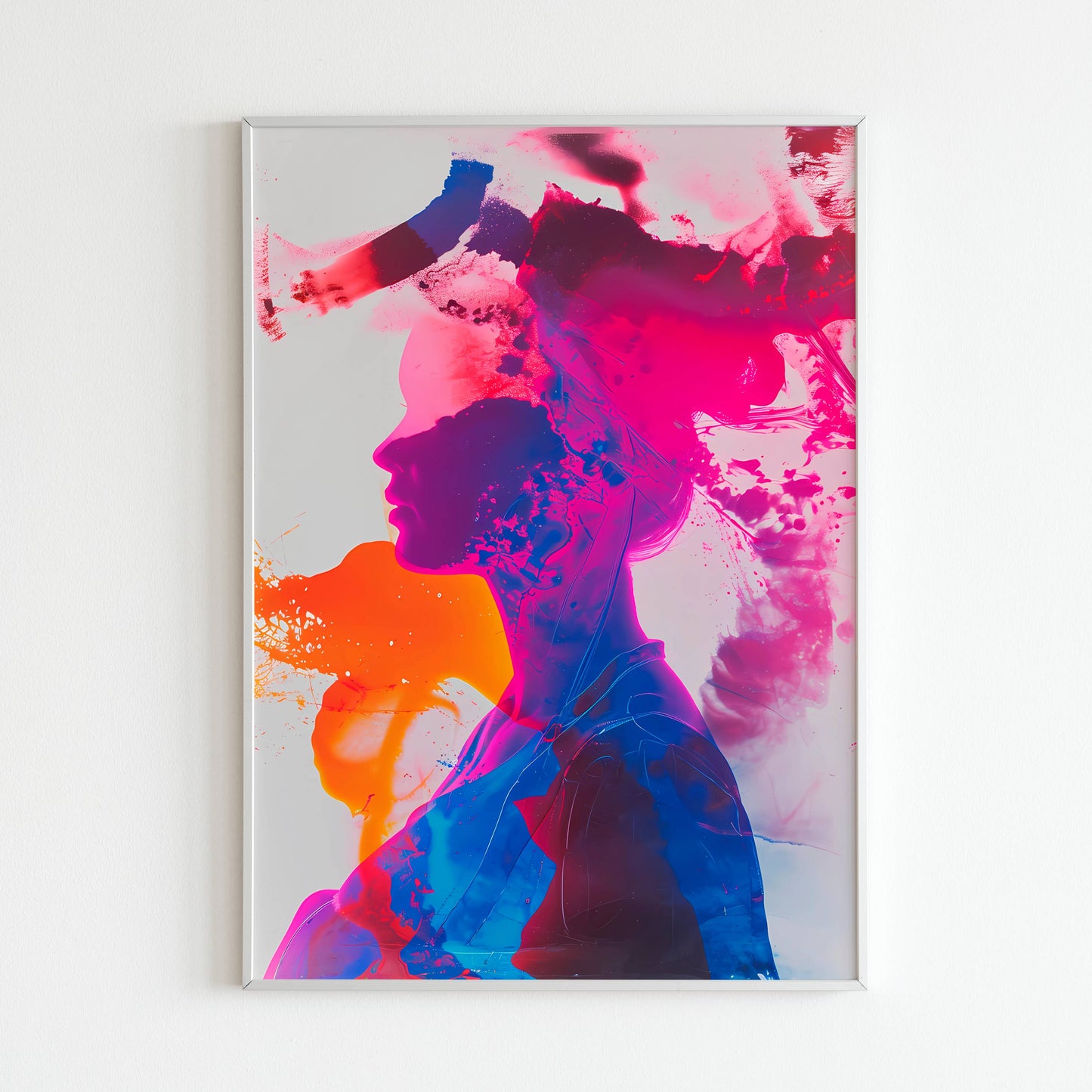 Woman Fluroscent Art - Printed Wall Art / Poster. This captivating poster depicts a woman using fluorescent colors in a unique and eye-catching style. Arrives ready to hang.