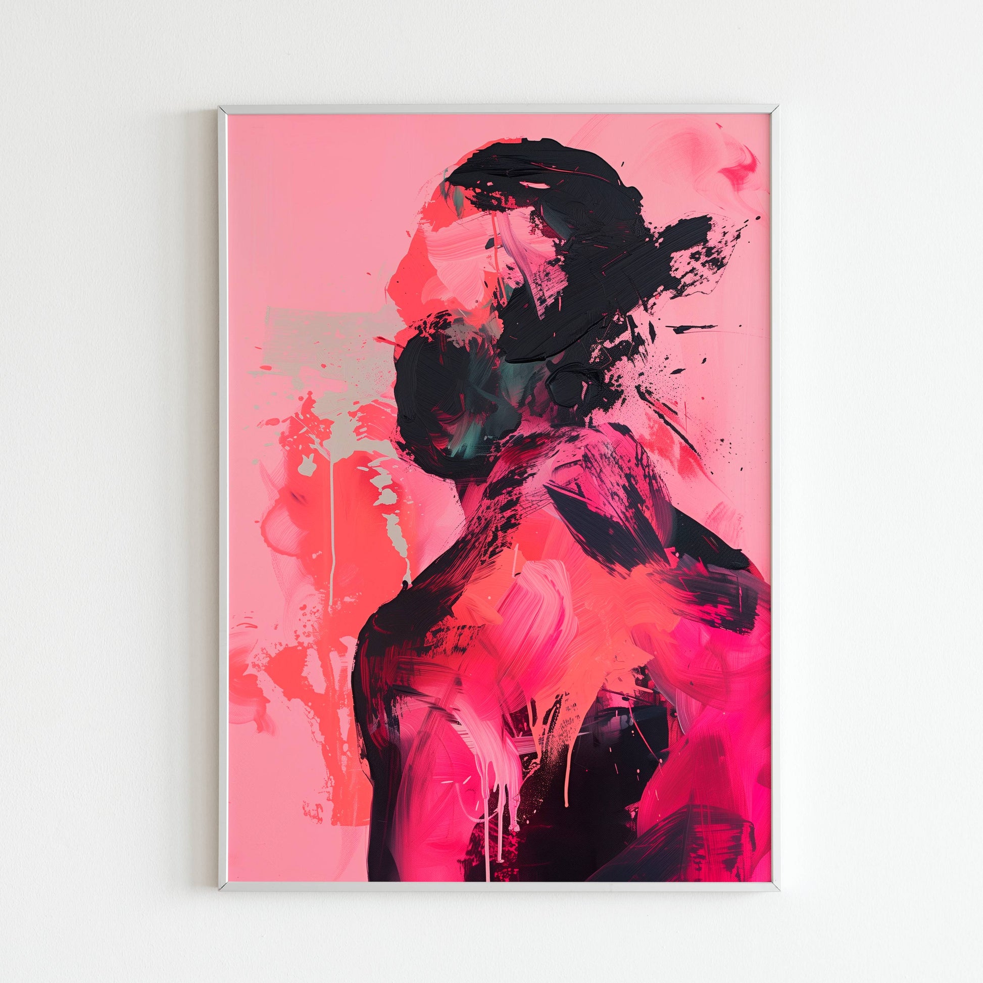 Bold Brushwork Pink - Printed Wall Art / Poster. This eye-catching poster uses bold brushstrokes and vibrant pink to create a modern and energetic statement. Arrives ready to hang.