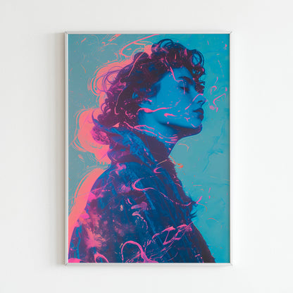 Neon Blue Art - Printed Wall Art / Poster. This eye-catching abstract poster uses neon blue to create a bold and modern statement. Arrives ready to hang.