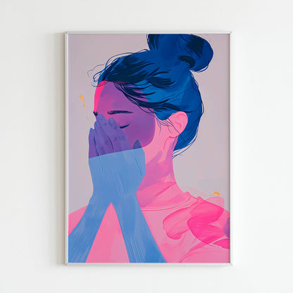 Minimalist Girl In Pink - Printed Wall Art / Poster. This charming poster depicts a minimalist illustration of a girl in pink, perfect for a child's room or nursery. Arrives ready to hang.