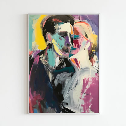 Downloadable "Couple Abstract Art" wall art for a modern and expressive depiction of love.