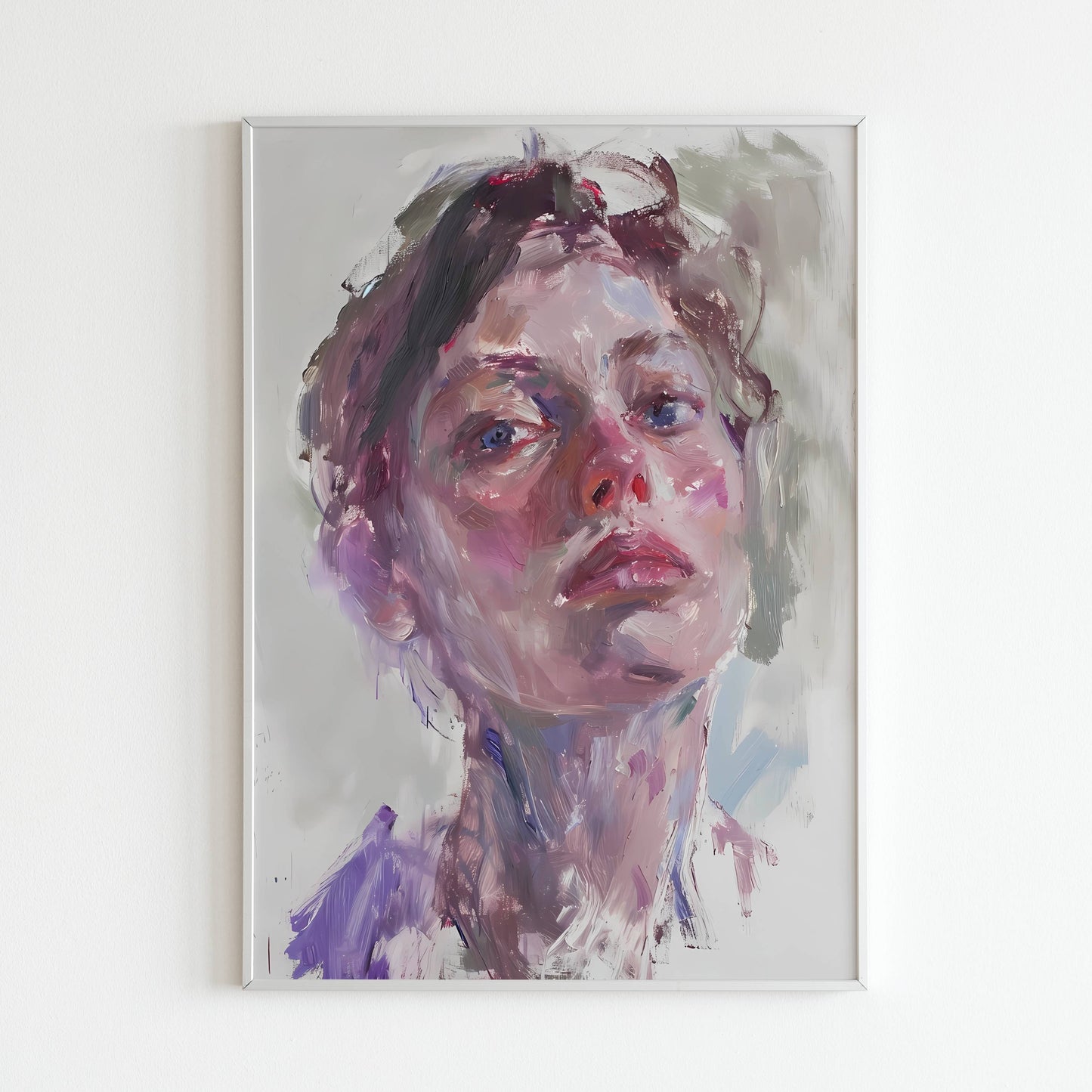 Brushstrokes woman - Printed Wall Art / Poster. This unique poster depicts a woman using expressive brushstrokes. Arrives ready to hang.