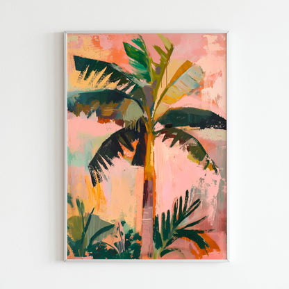 Palm Tree In Muted Shades - Printed Wall Art / Poster. This peaceful poster showcases a palm tree in soothing muted tones. Arrives ready to hang.