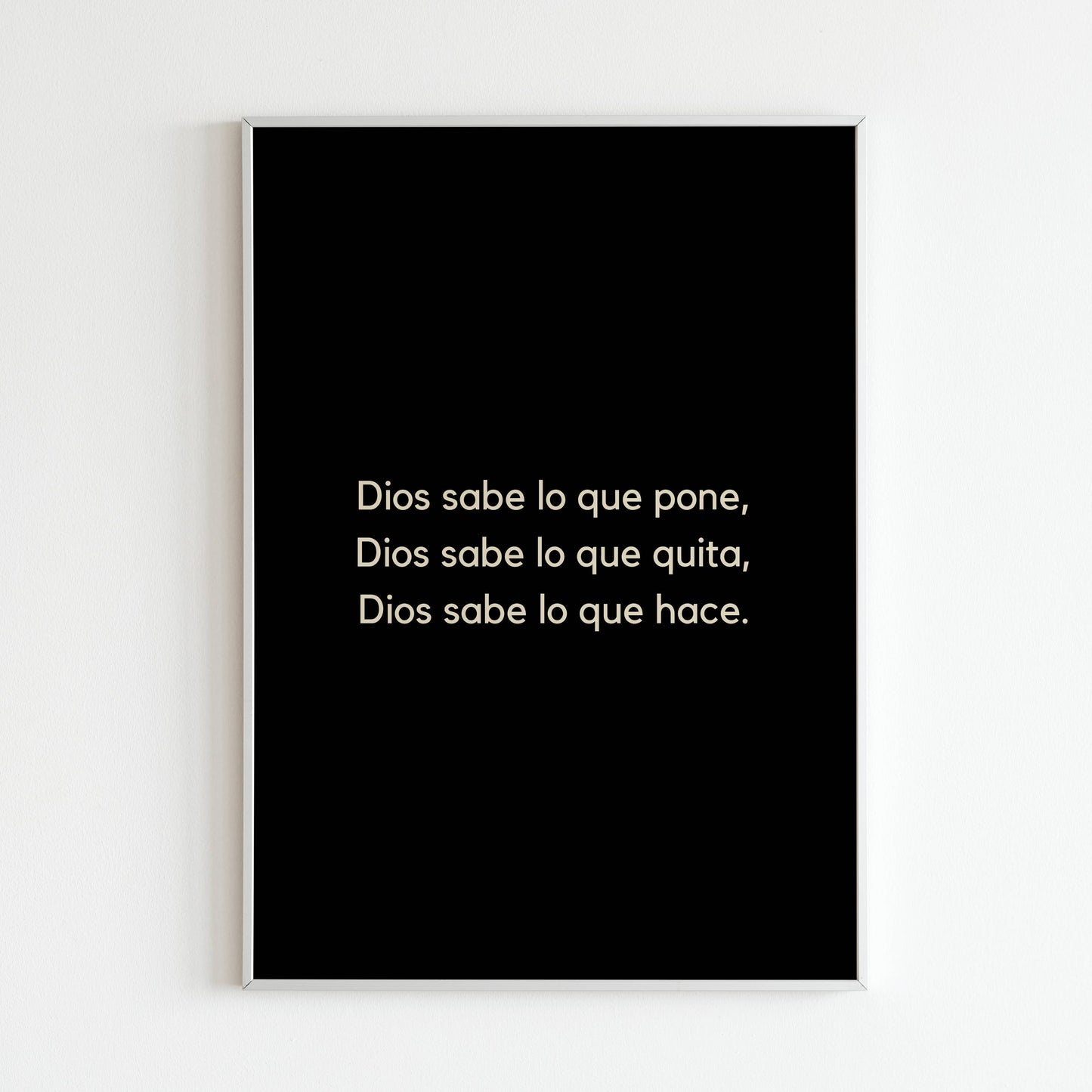 Downloadable "Dios sabe que pone" wall art for a message of faith in God's plan (in Spanish).