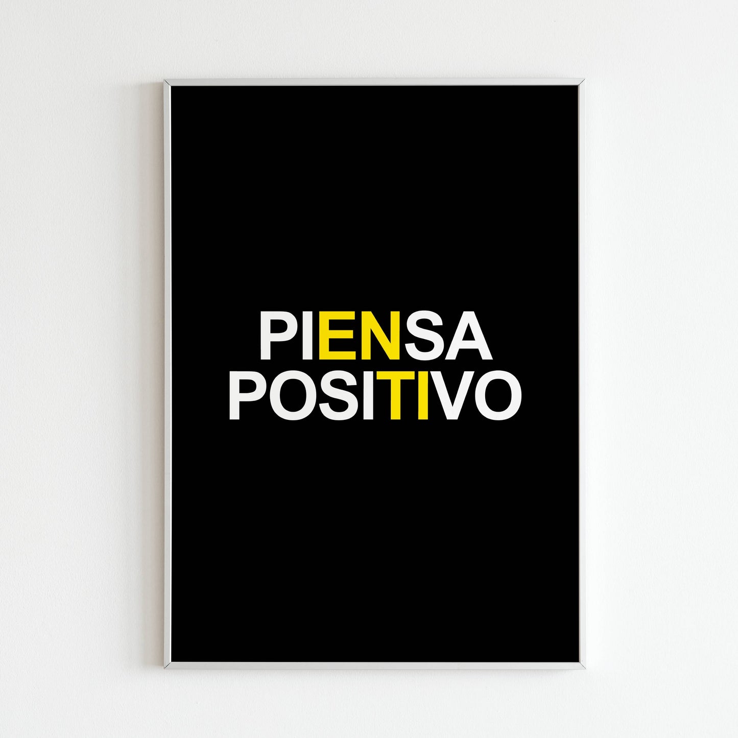 Downloadable "Piensa positivo" wall art for a positive mindset message (in Spanish).