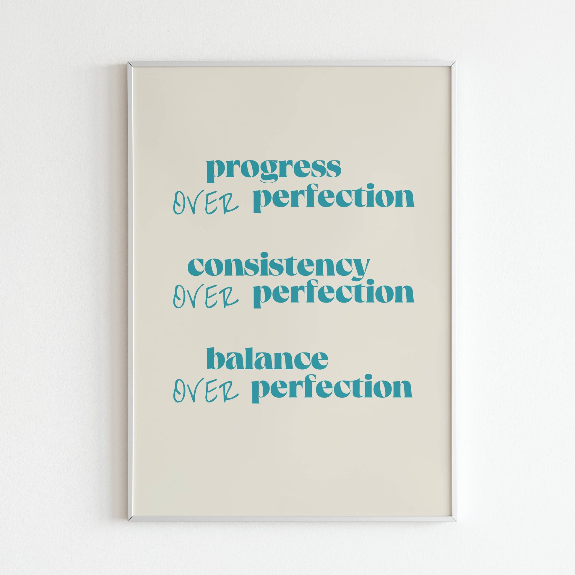 Downloadable typography wall art promoting a balanced approach to goals