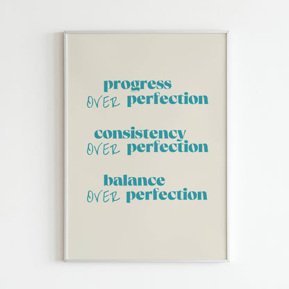 Downloadable typography wall art promoting a balanced approach to goals