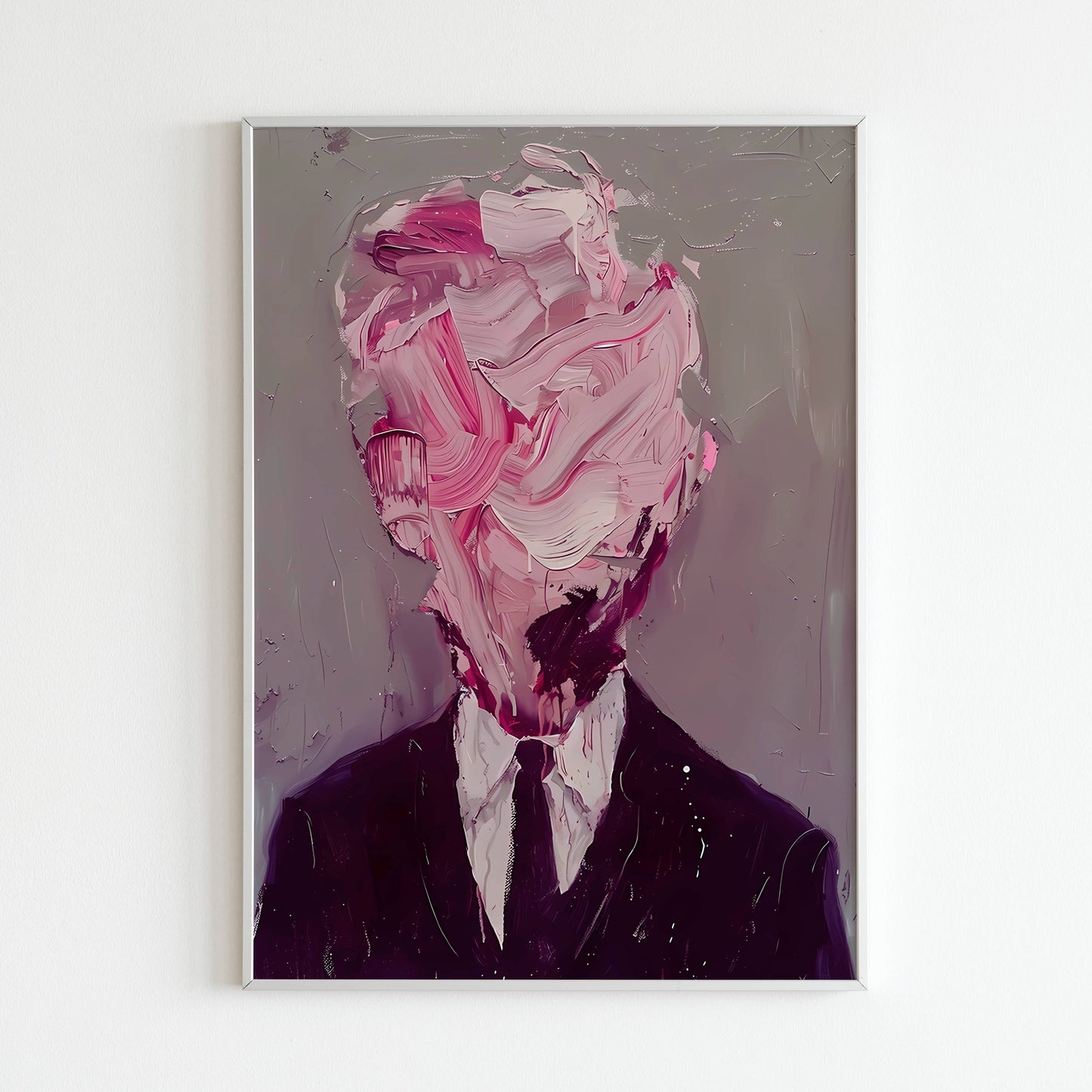 Downloadable abstract pink art print of a portrait