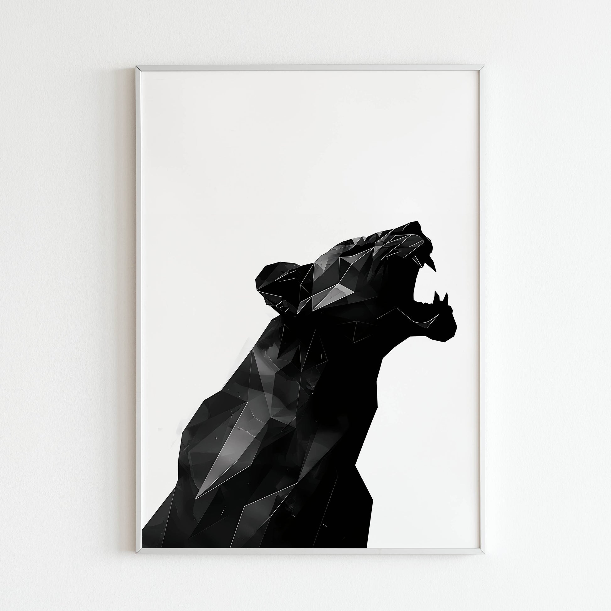 Downloadable abstract art print of a roaring lioness