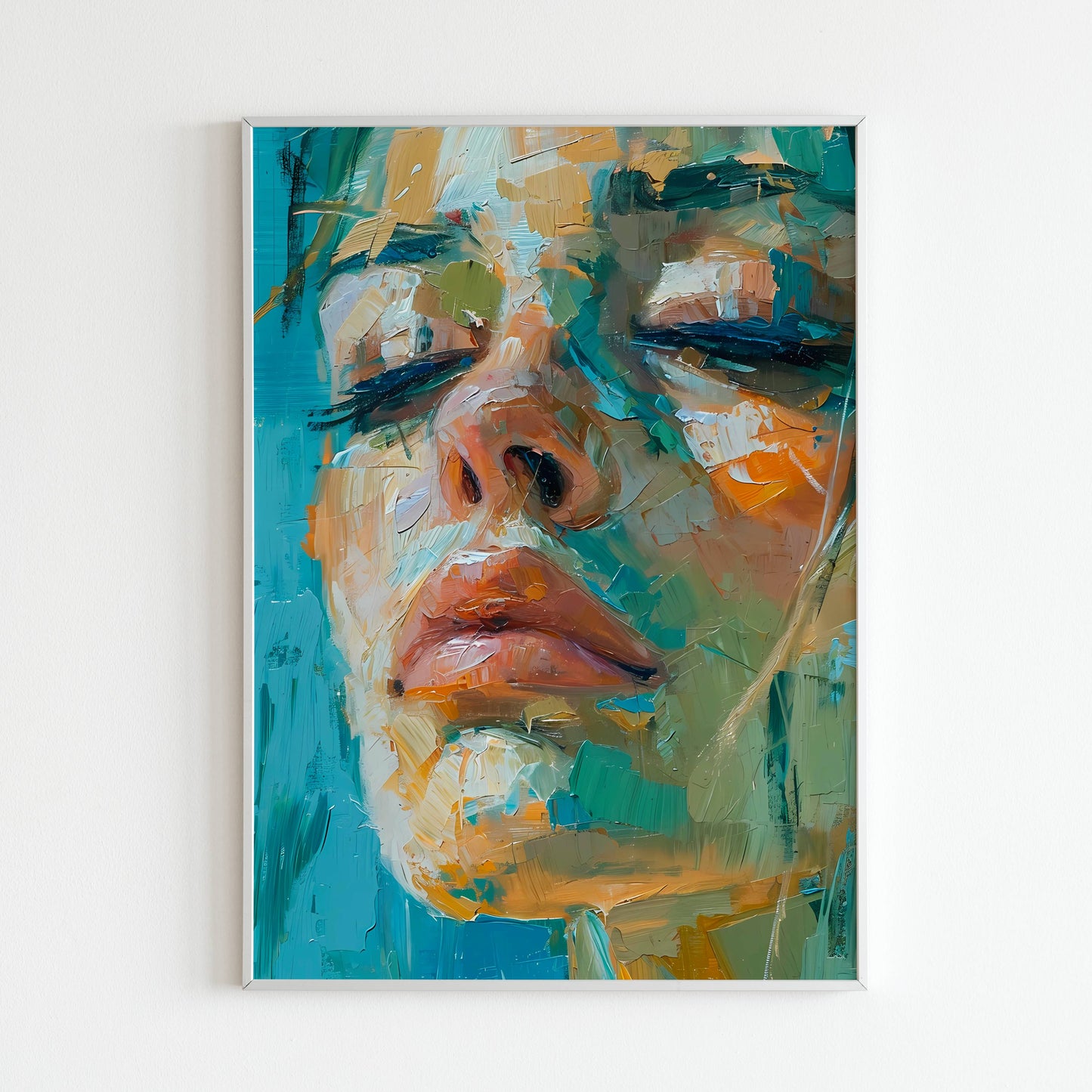 Downloadable abstract art print of a woman's portrait