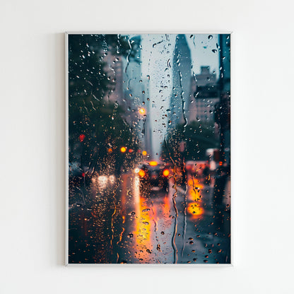 Downloadable photographs art print capturing the rainy mood of New York City