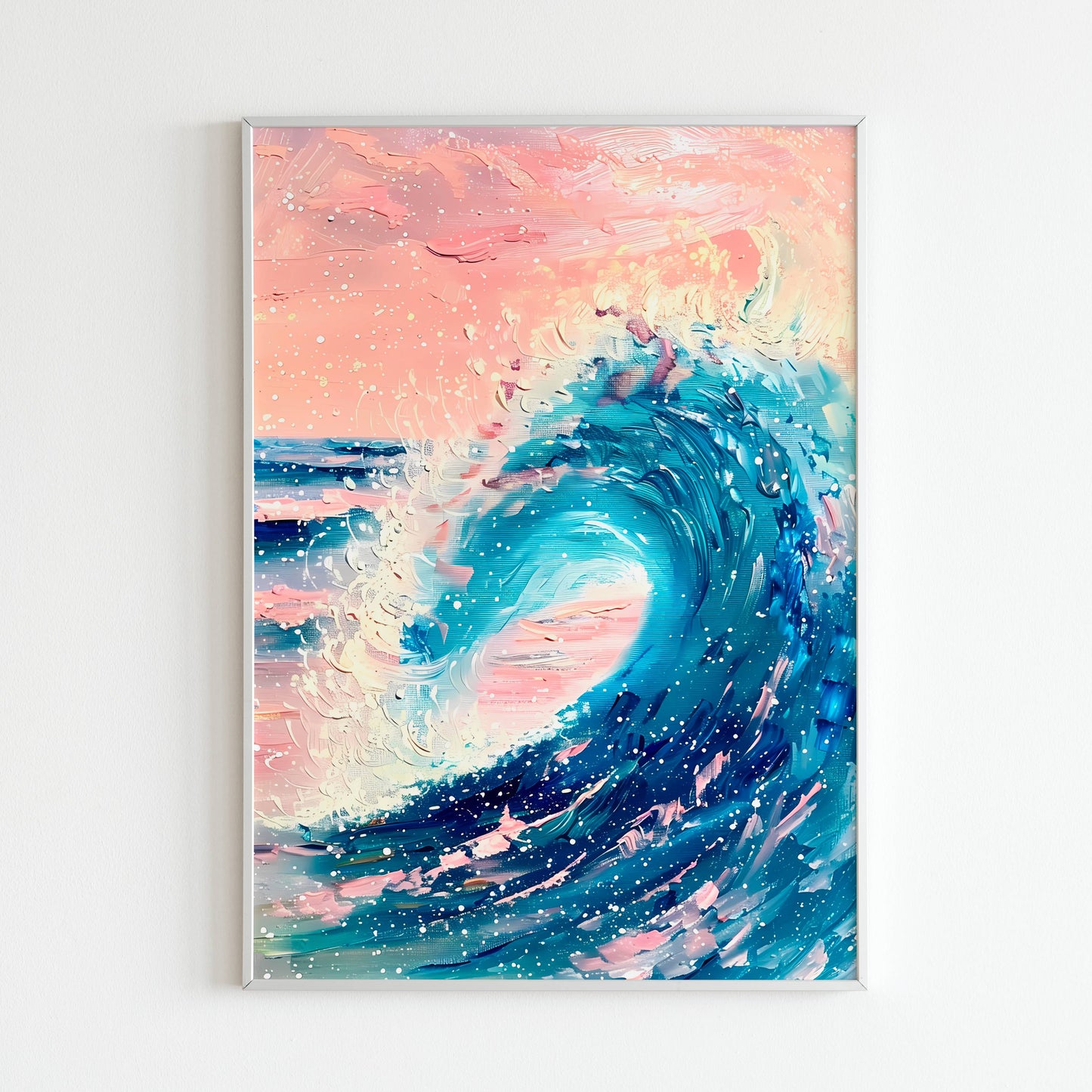 Downloadable abstract pastel art print of a wave
