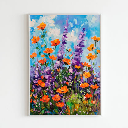Downloadable abstract art print featuring wildflowers