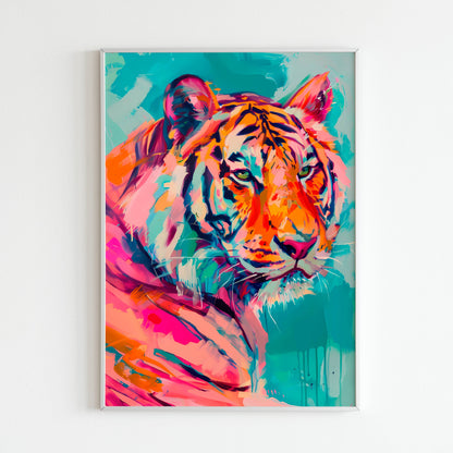 Downloadable abstract art print depicting a tiger