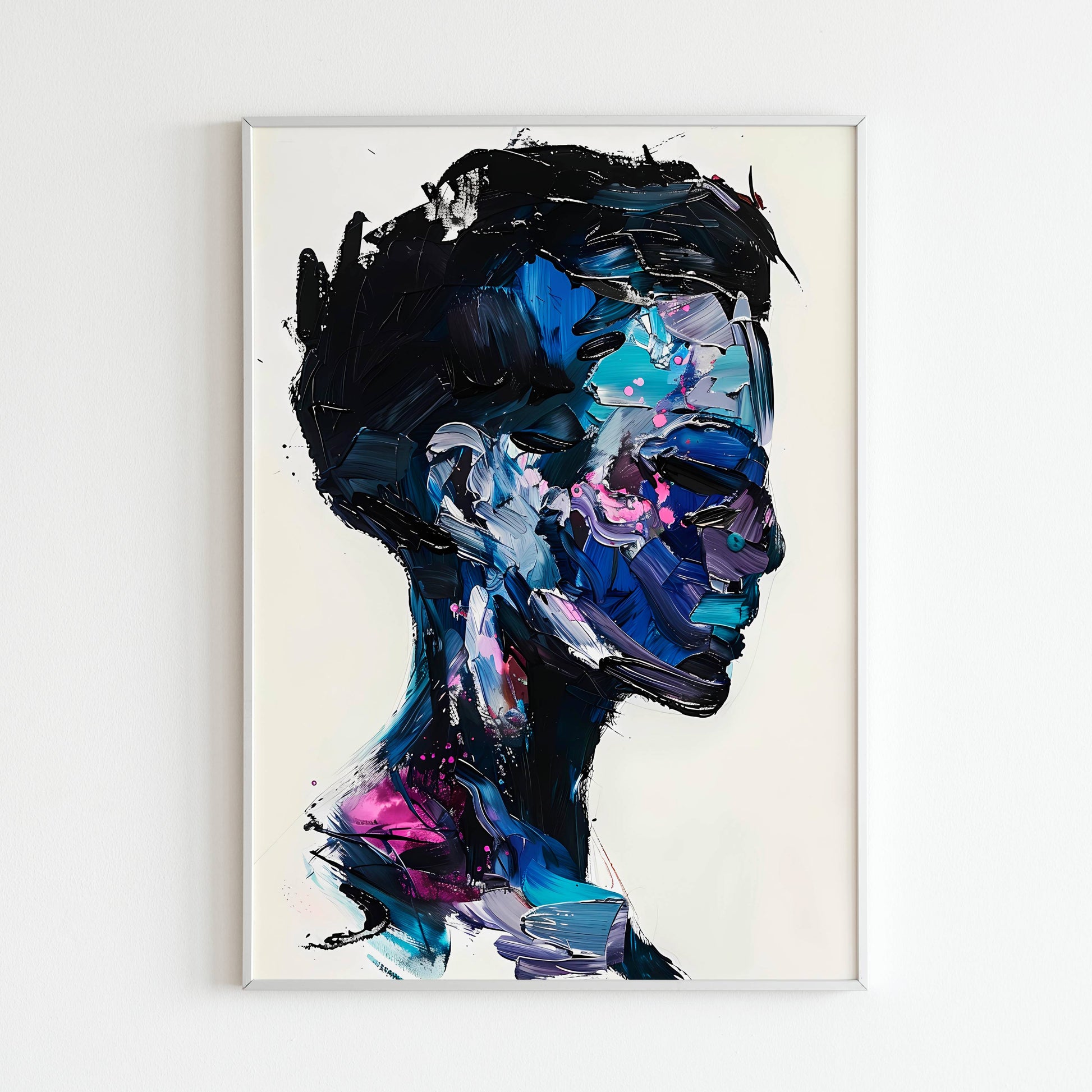 Downloadable abstract pastel art print of a portrait