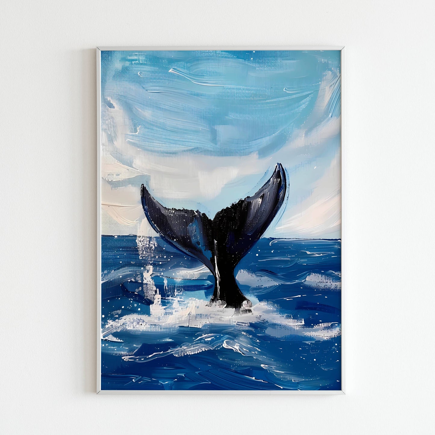 Appreciate the majestic grace of a whale in this printable poster (physical or digital).