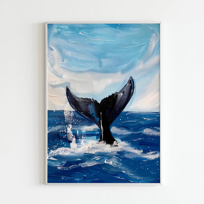 Appreciate the majestic grace of a whale in this printable poster (physical or digital).