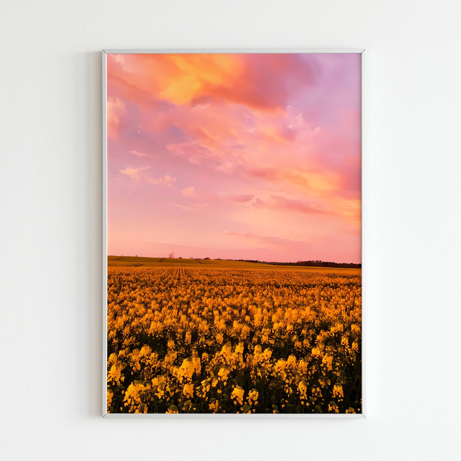 Immerse yourself in a vibrant landscape of blooming flower fields with this printable poster (physical or digital)