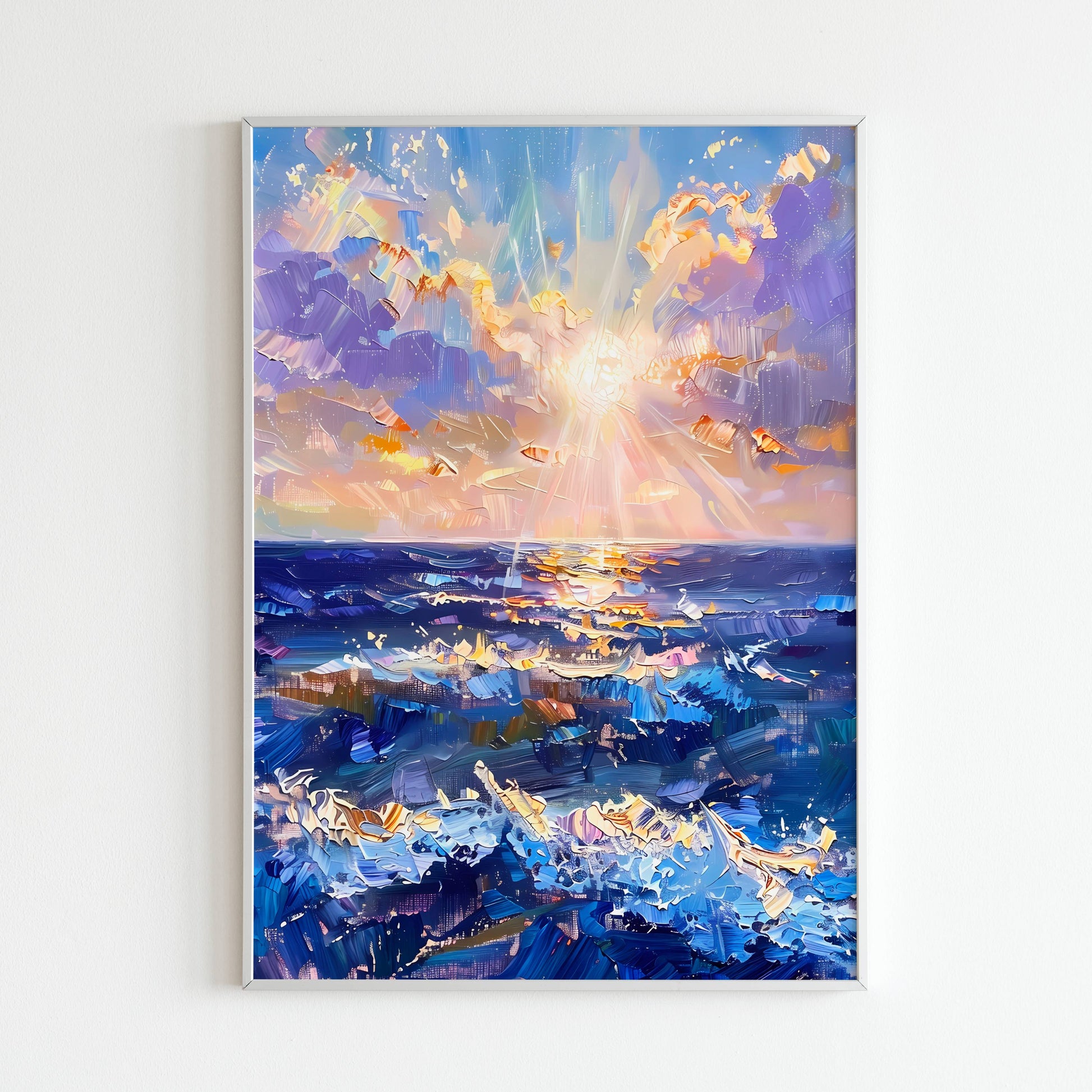 Escape to the tranquility of a sunlit ocean with this blissful seascape (physical or digital).