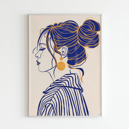 Celebrate the youthful charm of a woman with pigtails in this portrait poster (physical or digital)