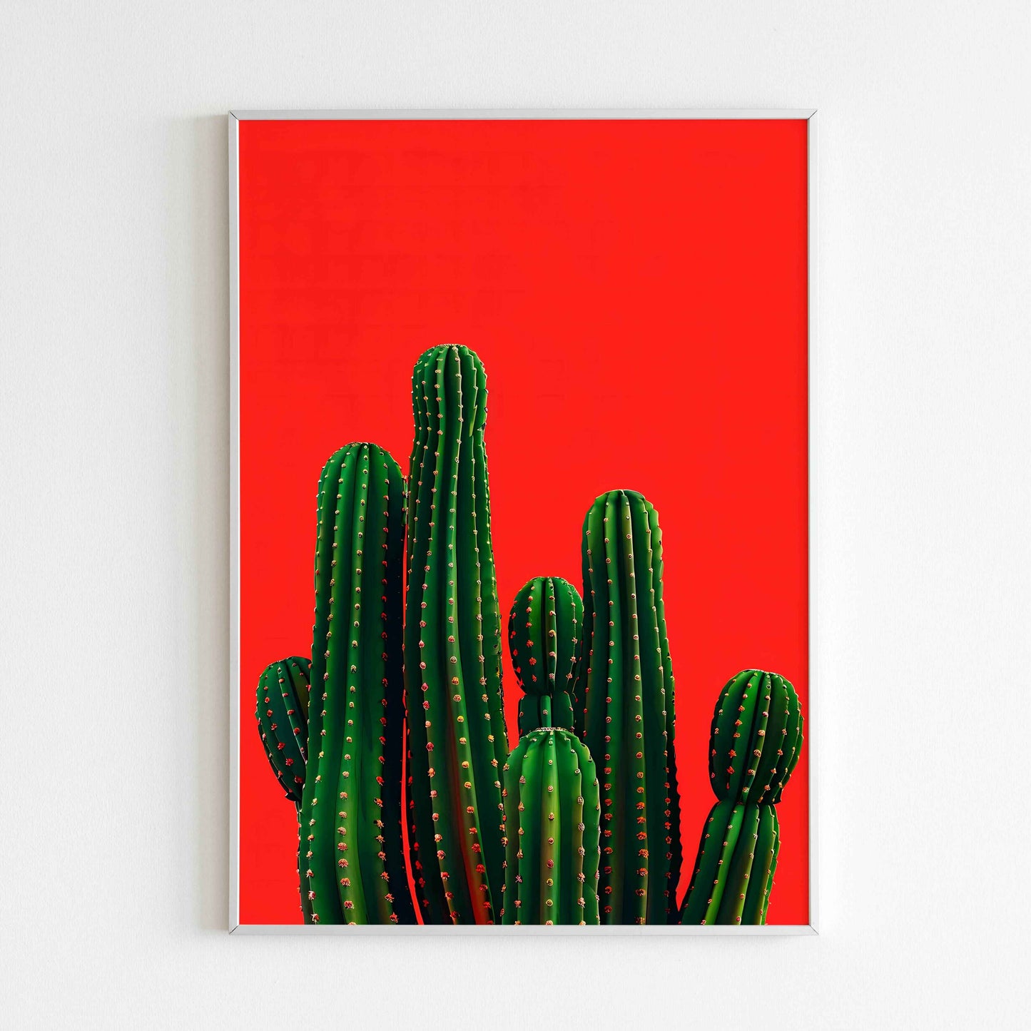 Minimalist Cactus printable poster. Less is More: The essence of a cactus captured in a minimalist art style. Available for purchase as a physical poster or digital download.