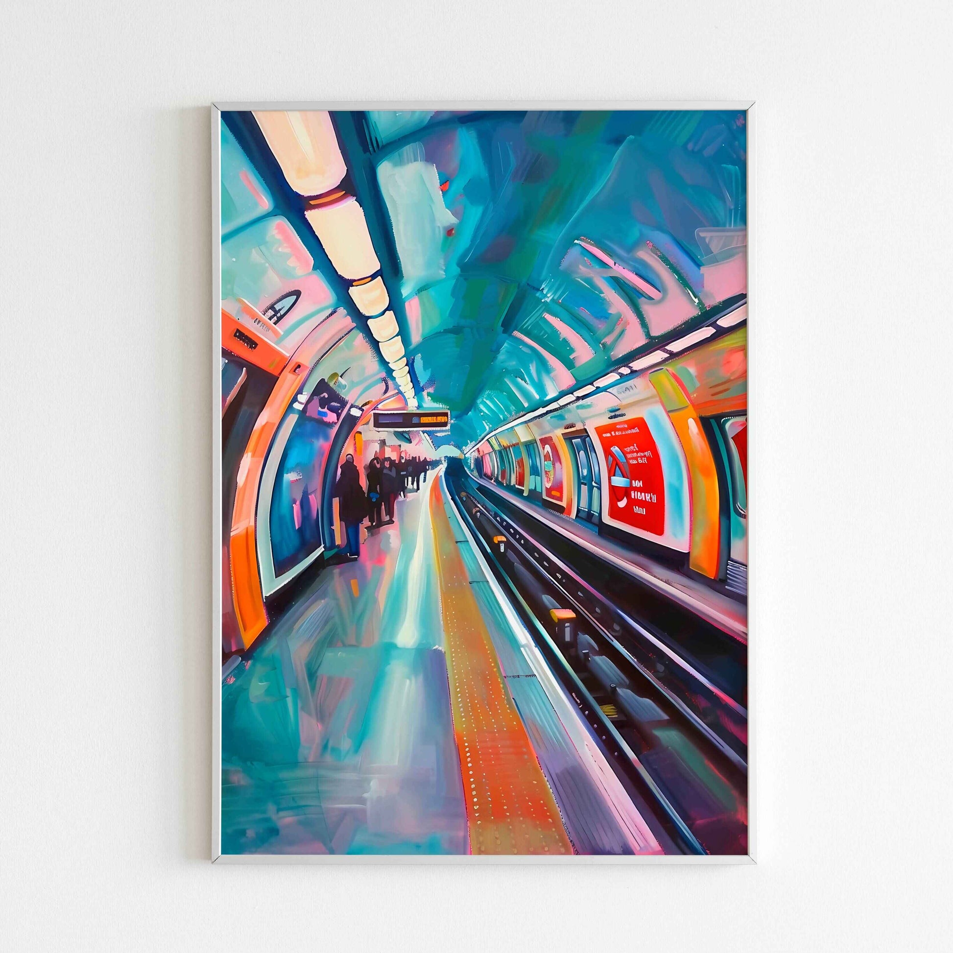 Add a touch of whimsy to your space with a Pastel Subway urban life printable poster (physical or digital).