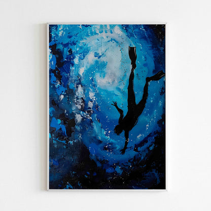 Downloadable Dive in the ocean abstract art print for a unique touch to your walls.