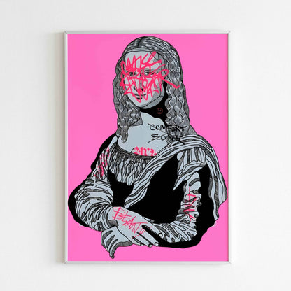 Downloadable Retro Mona Lisa abstract art print for a unique touch to your walls.