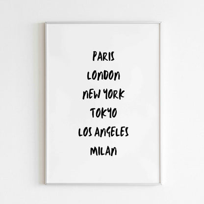 Paris London New York Tokyo Los Angeles Milan