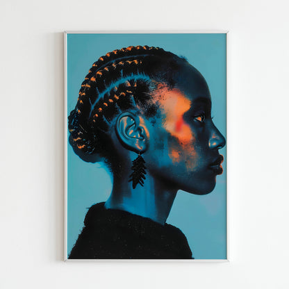 Celebrate the beauty of a cornrowed hairstyle with this profile portrait (physical or digital).