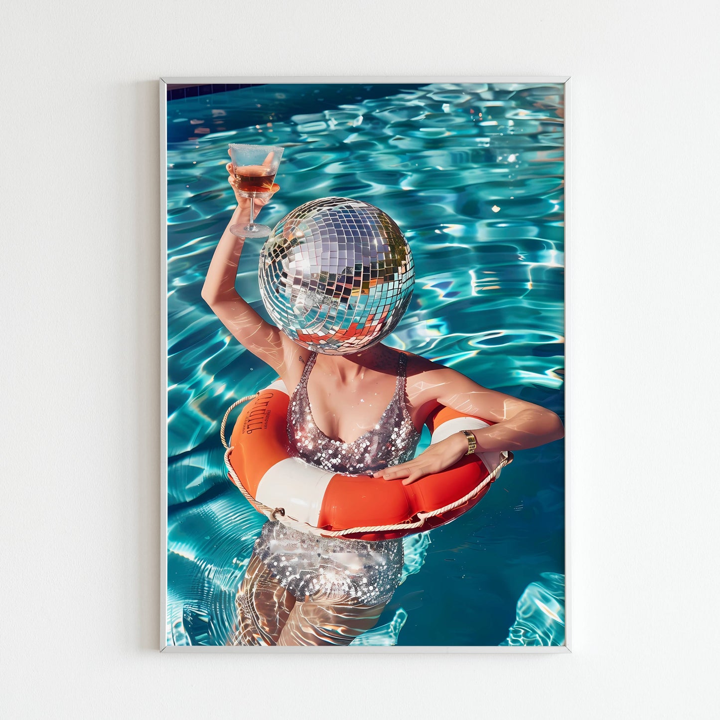 Experience the sparkle and glamour of poolside life with this printable poster (physical or digital)