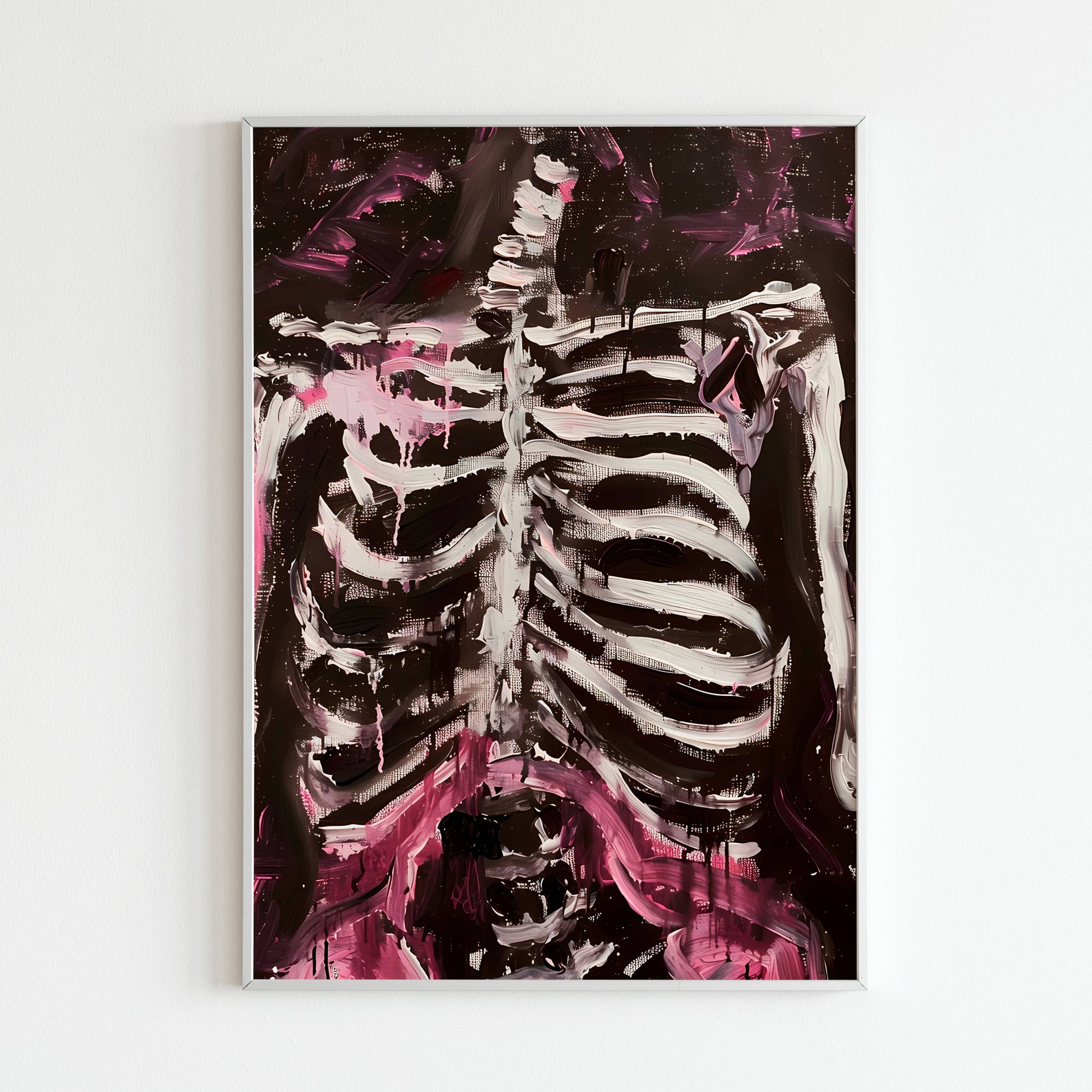 Add a touch of gothic style with a ribcage illustration in this printable poster (physical or digital)