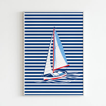 Capture the essence of nautical style with sailboat stripes in this printable poster (physical or digital)