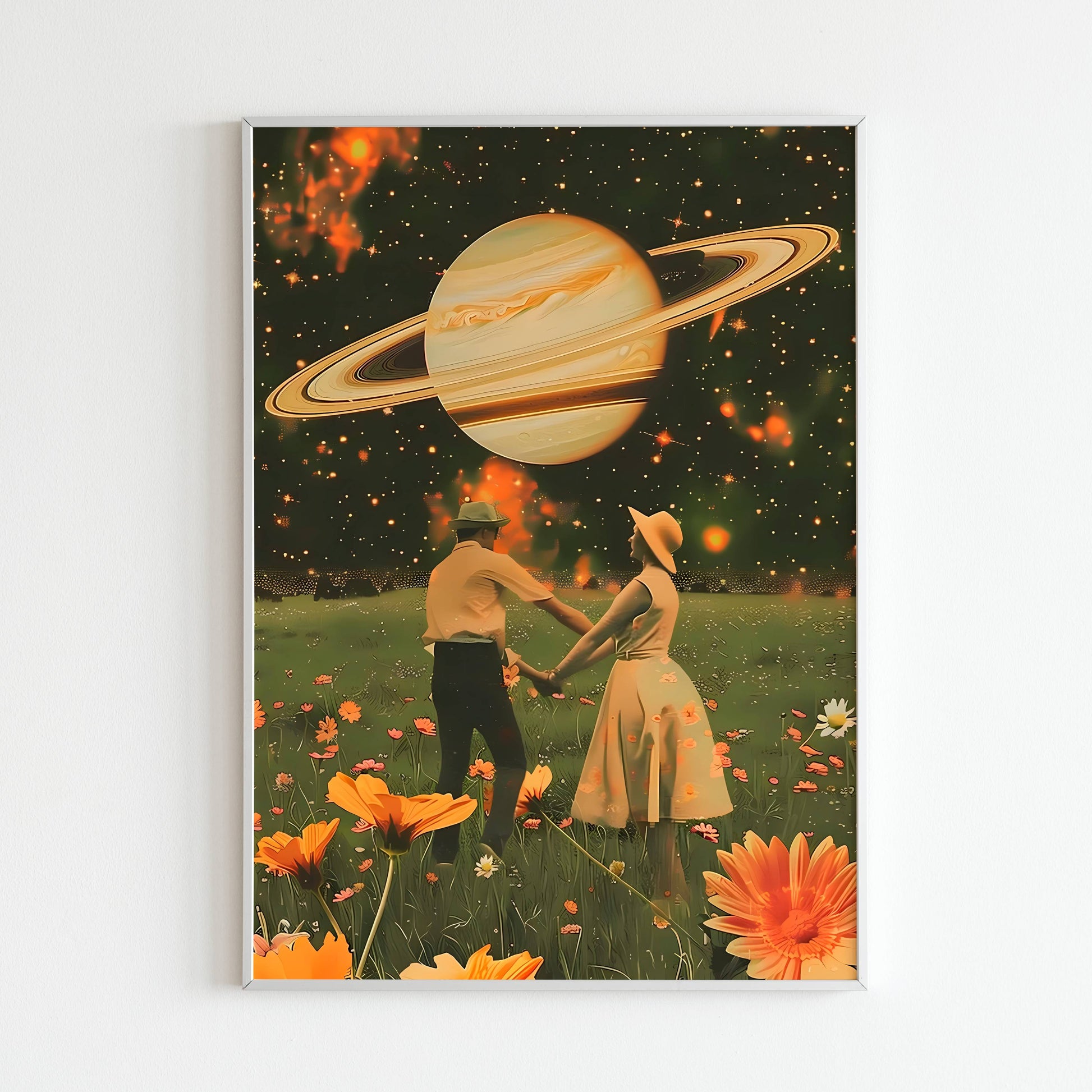 Experience the cosmic ballet of Saturn with this printable poster (physical or digital).