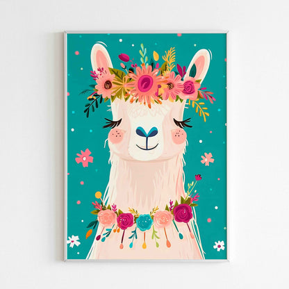 Embrace the majesty of a llama with a crown in this printable poster (physical or digital).