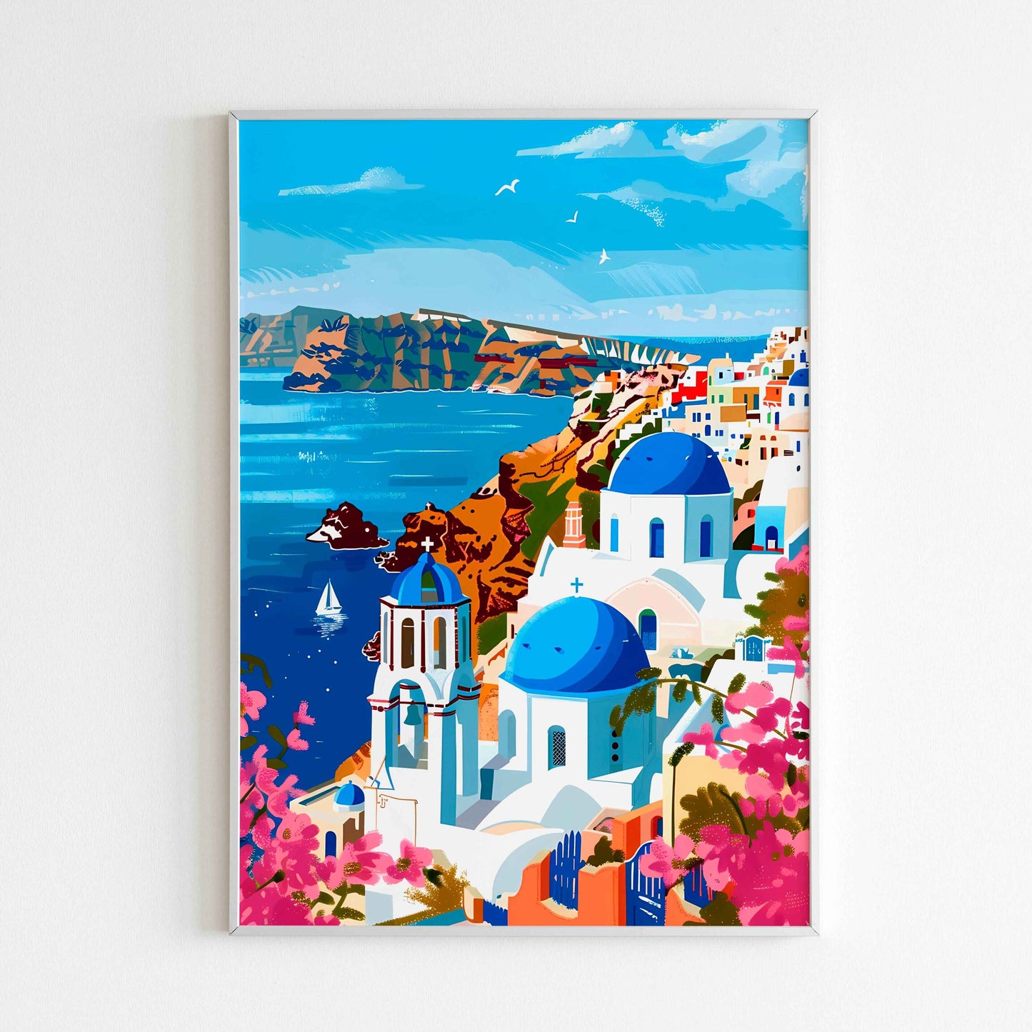 Escape to the beauty of Santorini with this travel printable poster (physical or digital)