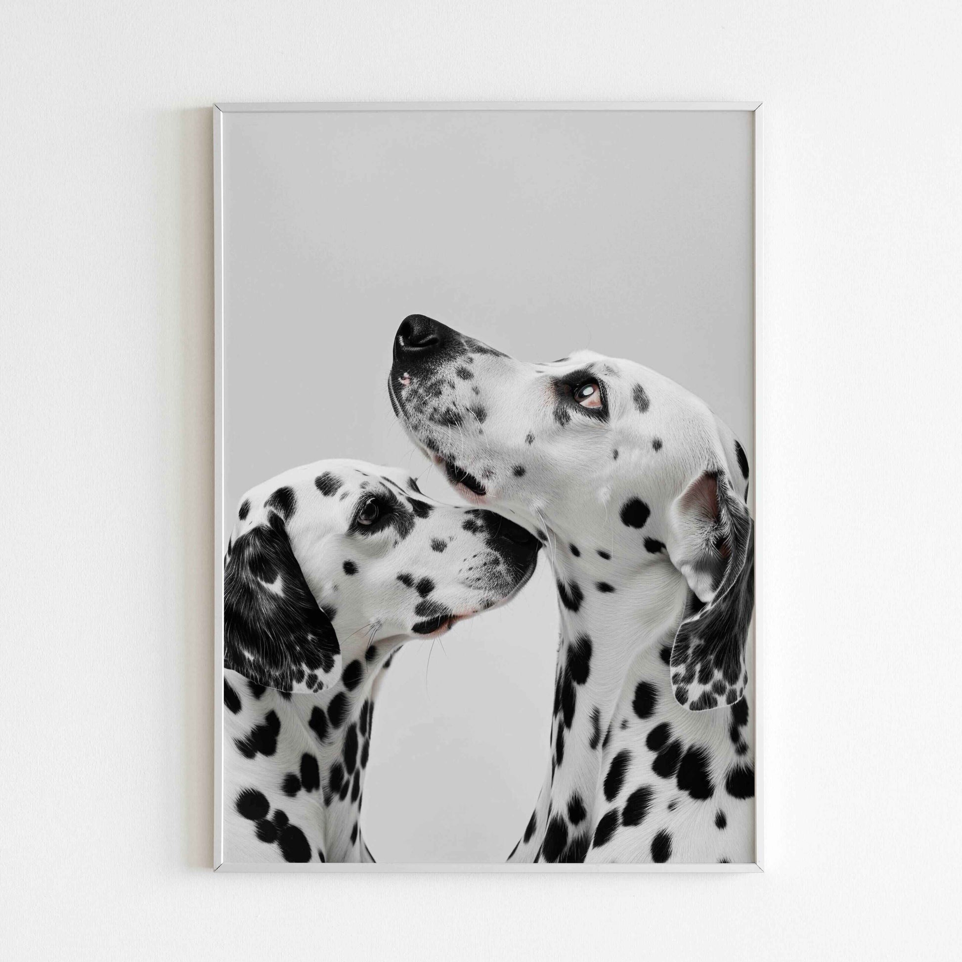 Downloadable dalmatian duo printable, a playful and heartwarming artwork.