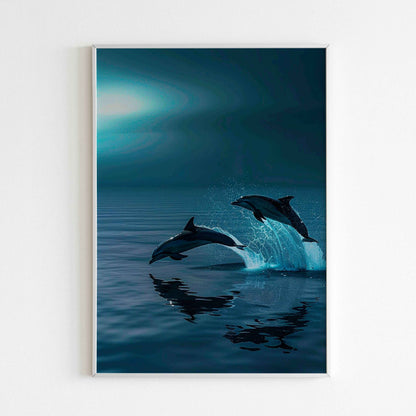 Downloadable dolphin printable, a calming and majestic artwork.