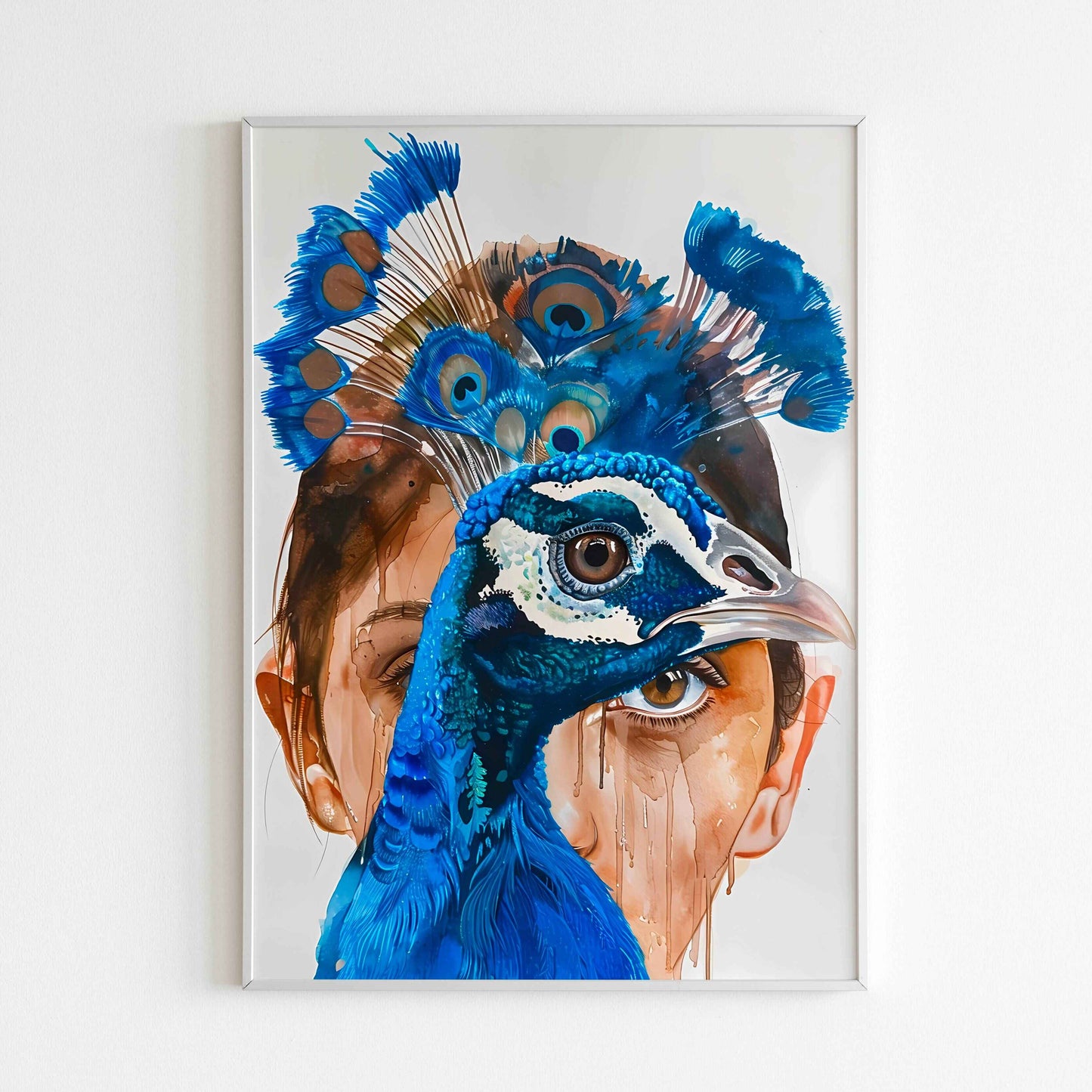 Peacock and woman poster, a captivating and artistic depiction.