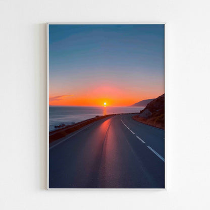 Coastal highway poster, bringing the feeling of a road trip to your walls.