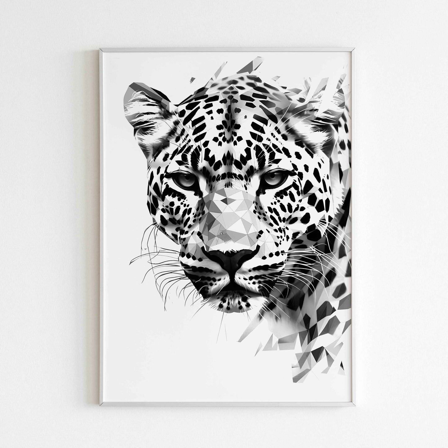 Minimalist leopard poster, showcasing the leopard's beauty in a simple and elegant way.