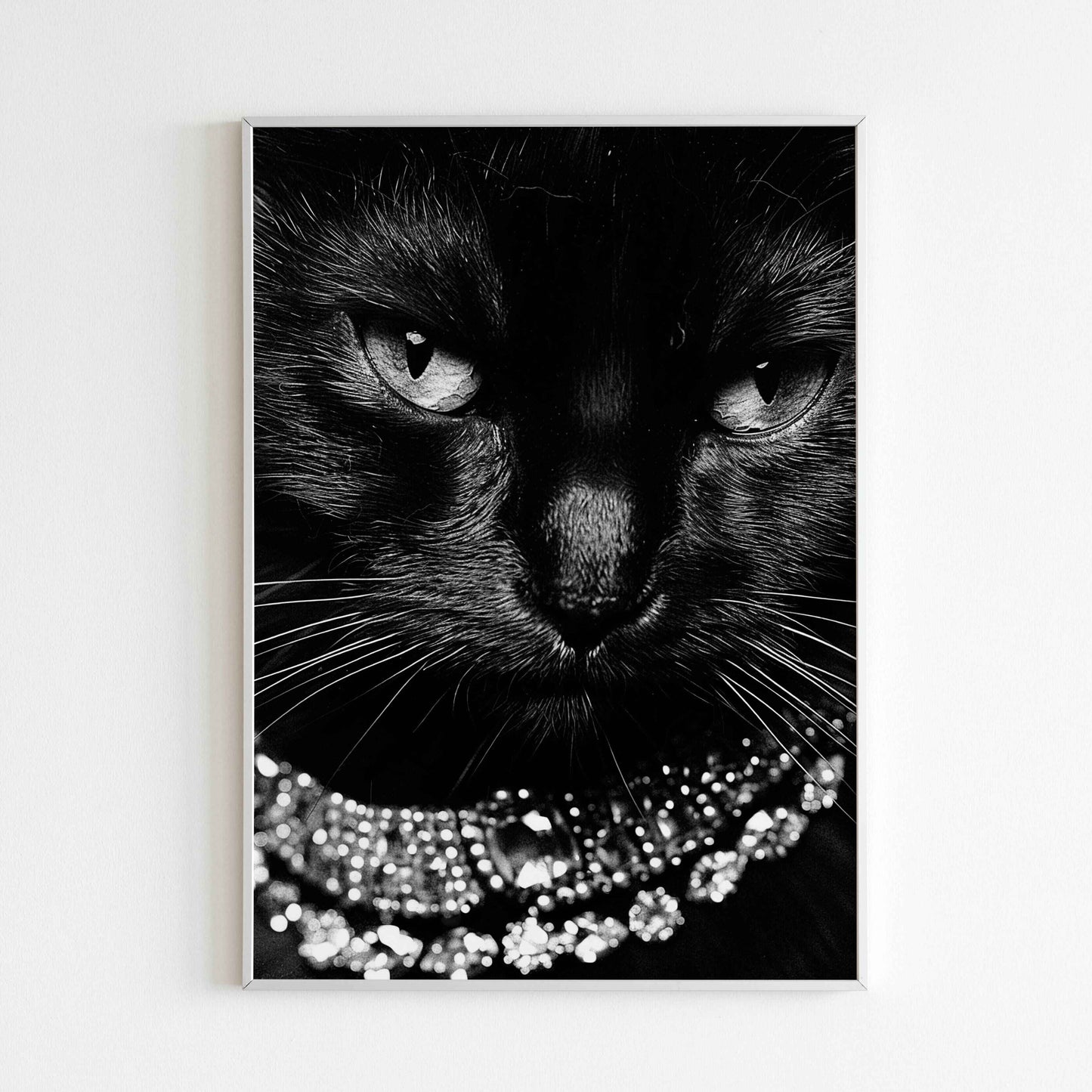 Downloadable diamond cat printable, a dazzling addition to any room.	