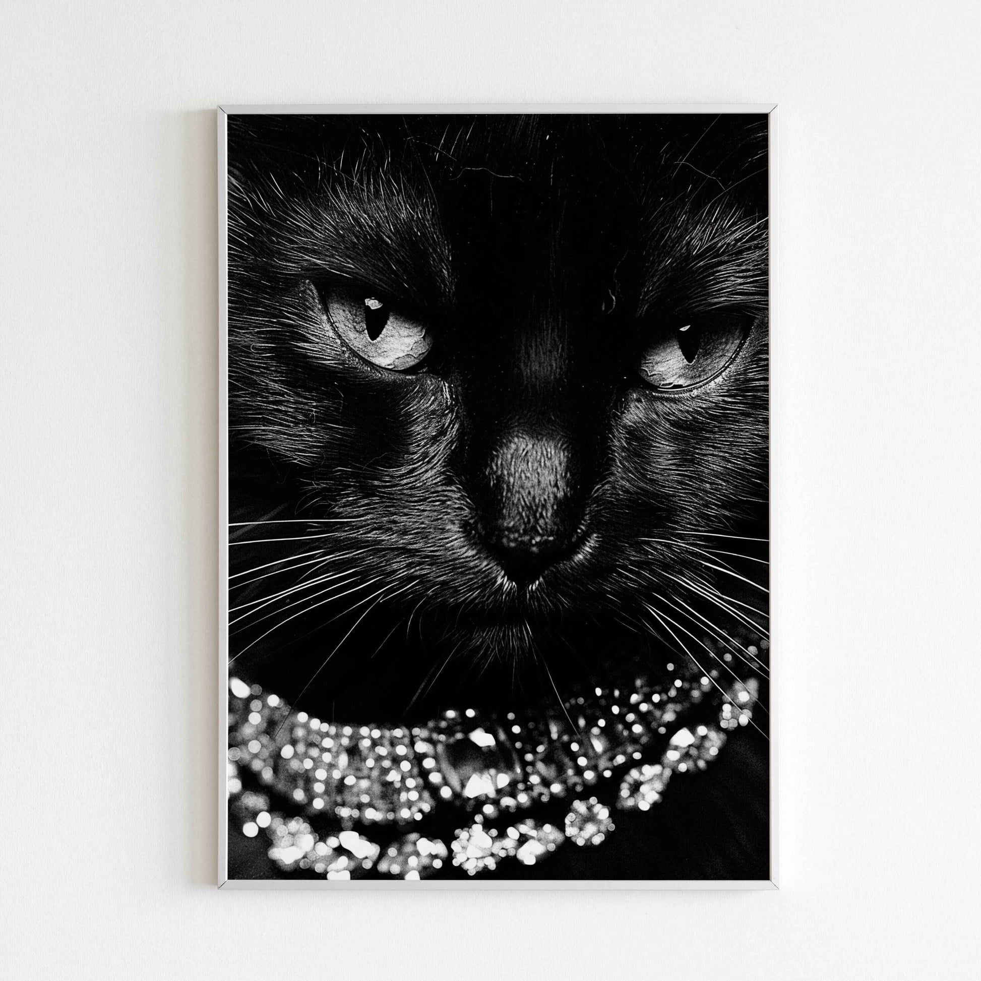 Downloadable diamond cat printable, a dazzling addition to any room.	